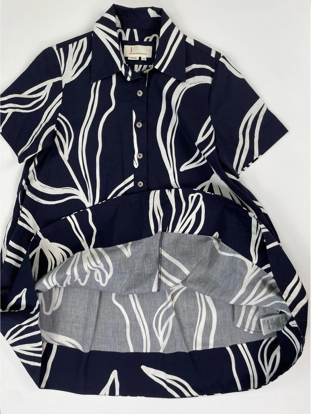 Anthropologie Pollie Swing Tunic Mini Dress Navy XSP - Picture 4 of 10